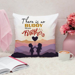 ARTBUG - There Is No Buddy Like You Brother Cushion With Filler Rakhi Gift (12x12 inches)