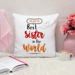 ARTBUG - You Are The Best Sister In The World Cushion With Filler Rakhi Gift (12x12 inches)