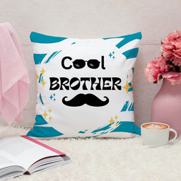 ARTBUG - Cool Brother Cushion With Filler Rakhi Gift (12x12 inches)