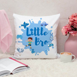 ARTBUG - Little Bro Cushion With Filler Rakhi Gift (12x12 inches)