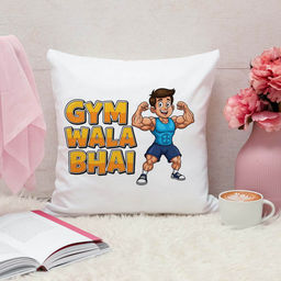 ARTBUG - Gym Wala Bhai Cushion With Filler Rakhi Gift (12x12 inches)