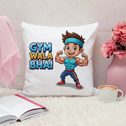 ARTBUG - Gym Wala Bhai Cushion With Filler Rakhi Gift (12x12 inches)