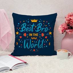 ARTBUG - Best Bro In The World Cushion With Filler Rakhi Gift (12x12 inches)