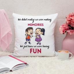 ARTBUG - We Didn'T Realize We Were Memories Cushion With Filler Rakhi Gift (12x12 inches)