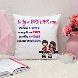 ARTBUG - Only A Brother Can Cushion With Filler Rakhi Gift (12x12 inches)