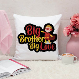 ARTBUG - Big Brother Big Love Cushion With Filler Rakhi Gift (12x12 inches)
