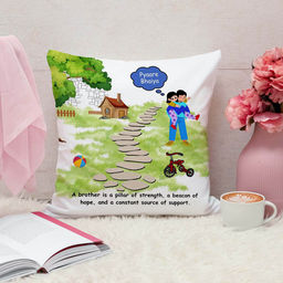 ARTBUG - Pyaare Bhaiya Cushion With Filler Rakhi Gift (12x12 inches)