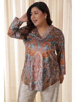 Amydus - Women Plus Size Multi-Color Floral Velvet Top