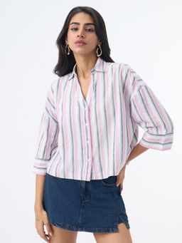 The Souled Store - Women White Striped Shirt
