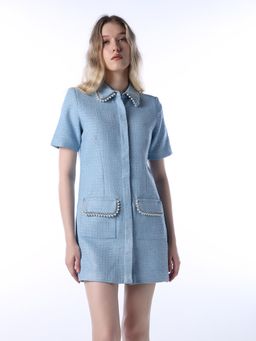 ONLY - Women Blue Textured Dress