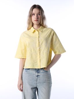 ONLY - Women Yellow Embroidered Shirt