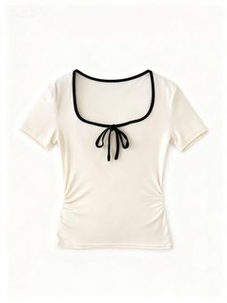 Outzidr - Women Cream Solid Top