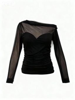 Outzidr - Women Black Solid Top