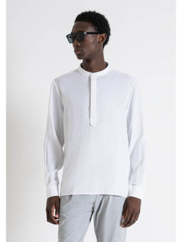 Antony Morato - Men White Solid Band Collar Full Sleeves Shirt