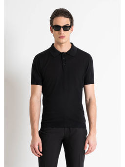 Antony Morato - Men Black Solid Collar Short Sleeves Polo T-Shirt