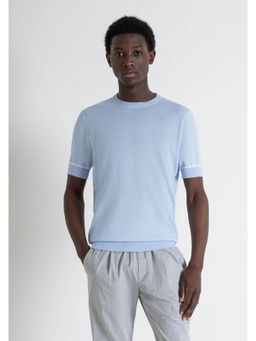 Antony Morato - Men Blue Solid Round Neck Short Sleeves T-Shirt