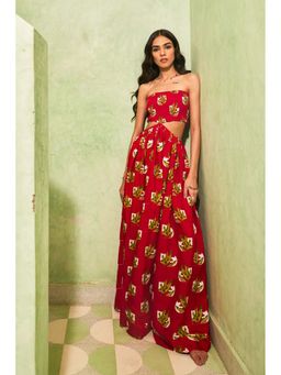 Fancy Pastels - Women Red Gulzar Maxi Dress