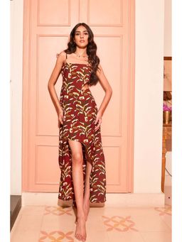 Fancy Pastels - Women Brown Bagh Cut-Out Co-Ord Set