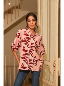 Fancy Pastels - Women Pink Muslin Silk Sharbati Shirt