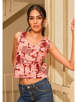 Fancy Pastels - Women Red Safar Top