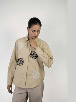 Amoh - Beige Floral Embroidered Shirt