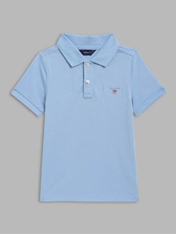 GANT - Kids Boys Blue Solid Polo T-shirt