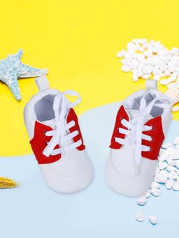 Baby Moo - Lace-Up Stylish Leather Sneaker Shoes - Red