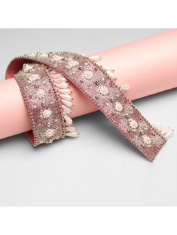 Modarta By Kamakshi - Embroidered Pearls and Swarovski Crystals White Belt