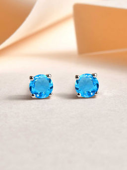 Ornate Jewels - 925 Silver 0.5 Carat Blue Blue Topaz Stud Earring for Women and Girls (Free Size)