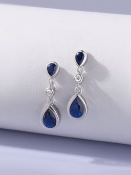 Ornate Jewels - 925 Silver Pear Blue Sapphire Dangle Earring for Women & Girls (Free Size)