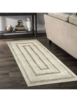 OBSESSIONS - Machine Made Anti- Static Geometric Bedside Runner, L Beige & Lbrown