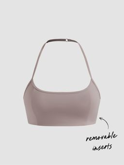 Cider - AIRY Halter Neckline Solid Active Bra with Removable Padding