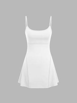 Cider - AIR Scoop Neckline Solid Pocket Active Skort Mini Dress