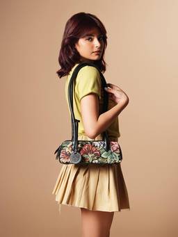 Theater - Women Multi-Color Floral Synthetic Leather Handbag (S)