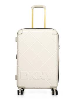 DKNY - Unisex Off White Textured Abs Composite Luggage Bag (Medium)