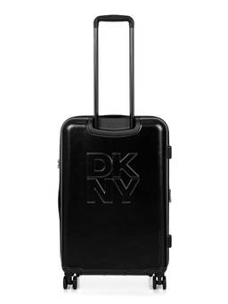 DKNY - Unisex Black Typography Abs Composite Luggage Bag (Medium)