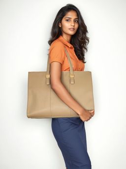 Twenty Dresses by Nykaa Fashion - Women Khaki Solid PU Shoulder Bag with Detachable Strap