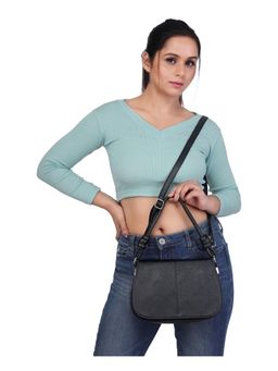 Twenty Dresses by Nykaa Fashion - Women Black Solid PU Sling Bag with Detachable Strap