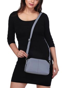 Twenty Dresses by Nykaa Fashion - Women Grey Solid PU Sling Bag with Detachable Strap