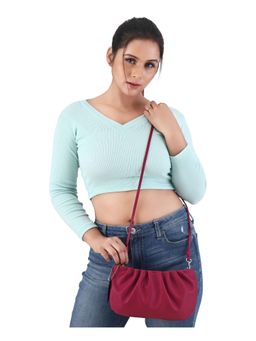 Twenty Dresses by Nykaa Fashion - Women Red Solid PU Sling Bag with Detachable Strap