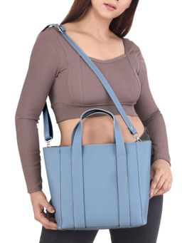 Twenty Dresses by Nykaa Fashion - Women Blue Solid PU Shoulder Bag with Detachable Strap