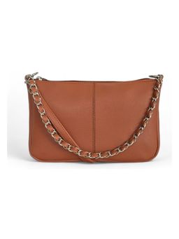 Twenty Dresses by Nykaa Fashion - Women Tan Solid PU Sling Bag with Detachable Strap