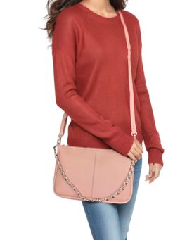 Twenty Dresses by Nykaa Fashion - Women Peach Solid PU Sling Bag with Detachable Strap