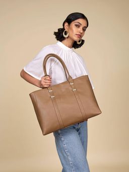 Twenty Dresses by Nykaa Fashion - Women Beige Solid PU Shoulder Bag