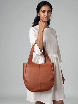 Twenty Dresses by Nykaa Fashion - Women Tan Solid PU Shoulder Bag