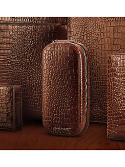 Lapis Bard - Mandeville Croc-Textured Watchcase (2 Slots) - Dark Brown