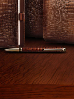 Lapis Bard - Mandeville Croc-Textured Ballpoint Pen - Dark Brown