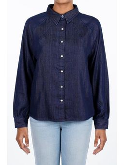 Levi's - Womens Navy Blue Solid Regular Fit Denim Shirt