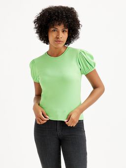 Levi's - Womens Textured Green Crew Neck Top