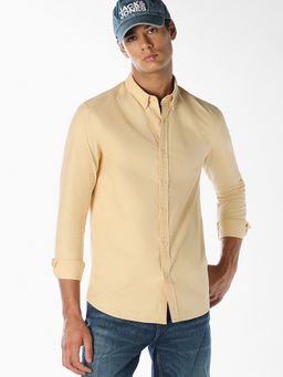 Jack & Jones - Yellow Solid Cotton Regular Fit Shirt